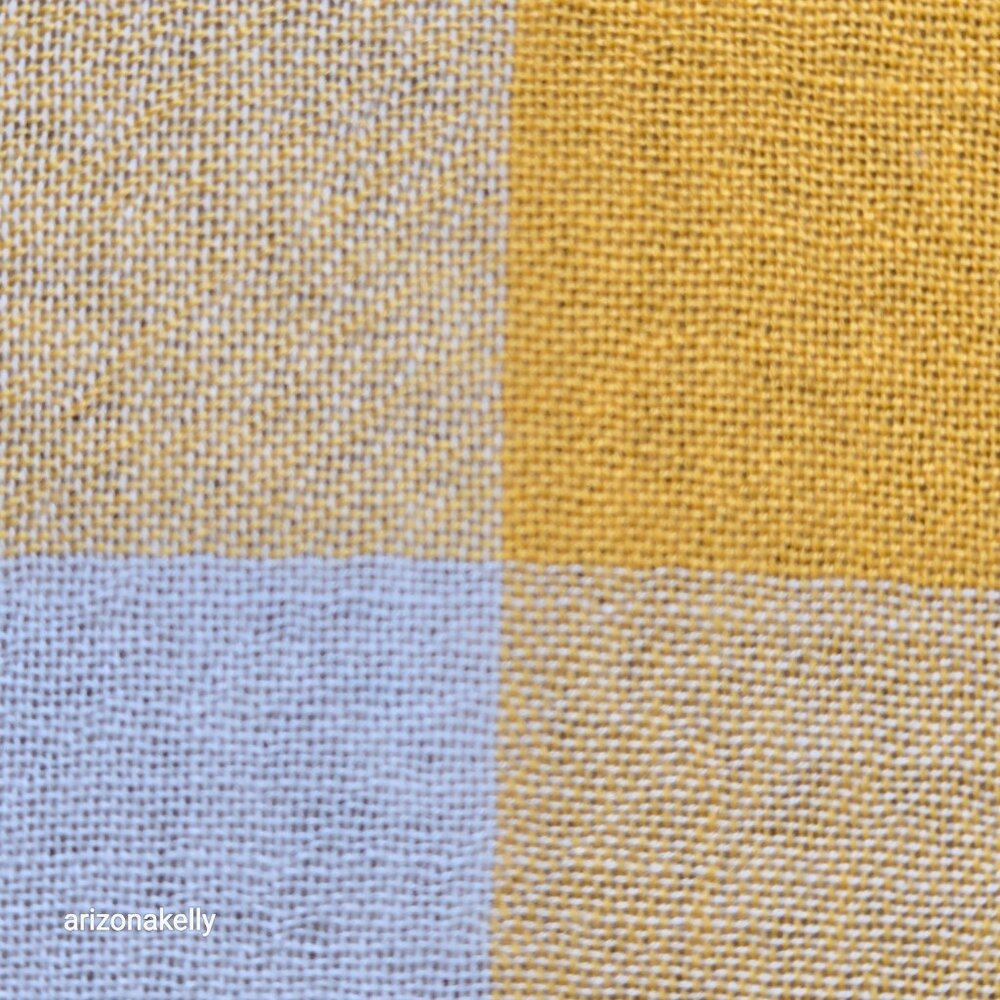 100% Wool Lightweight Checked Scarf Blue White Yellow Made in Scotland - Picture 10 of 12